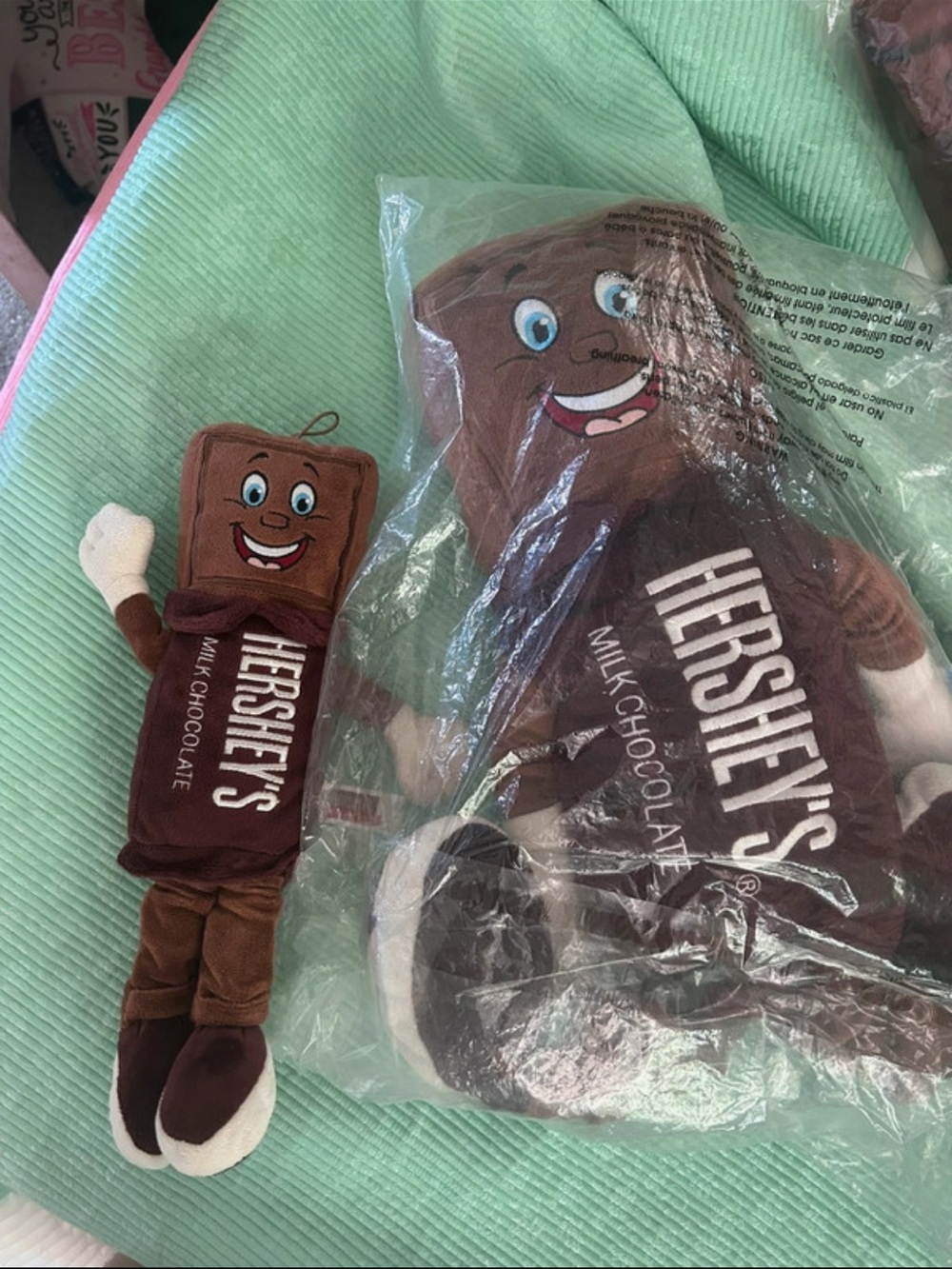 Hersheys plushies and blanket